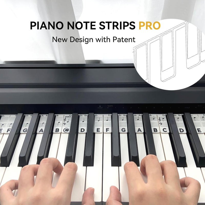 BEATBIT Piano Note Strips Pro, Thickened Anti-Stuck, Fit 88/61 Key Piano Keyboard, Design for Beginner Learning (Classic Black Pro) - Image 2